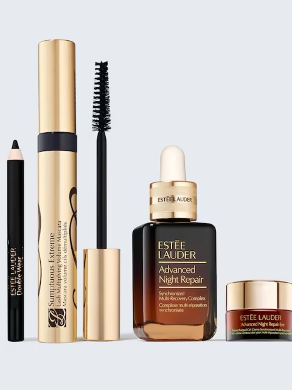Estée Lauder 4-piece set including a full-size face serum, plus eye essentials.